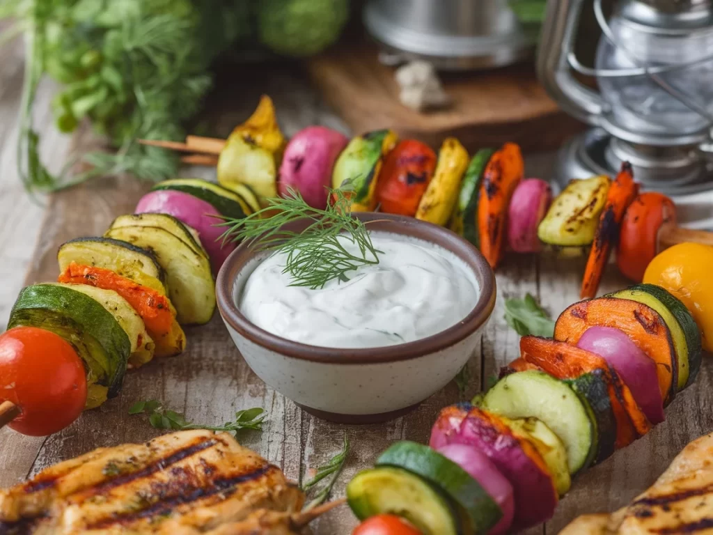 Creamy Garlic Yogurt Herb Sauce for Kabobs and Veggies