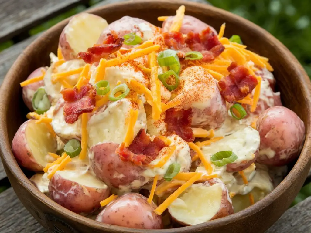 Smoky Creamy Cheddar Bacon Potato Salad