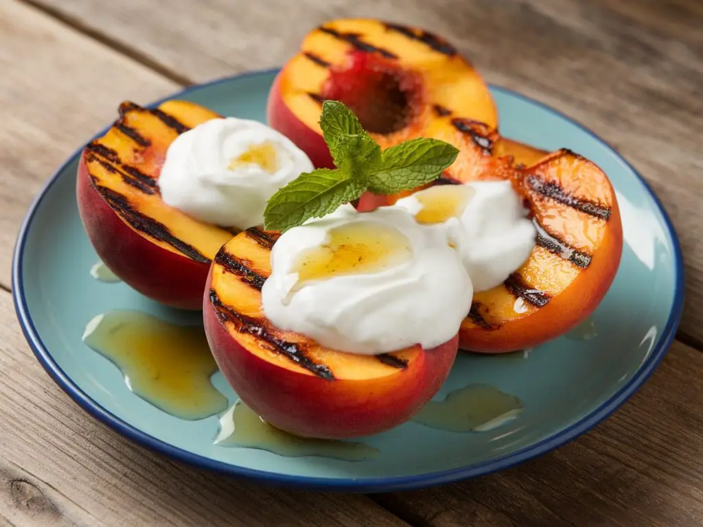 Delicious Smoked Grilled Peaches with Yogurt & Honey Drizzle